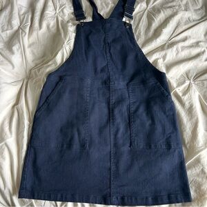 Mi Ami by Francesca's Small Navy Blue Denim Overall Mini Dress